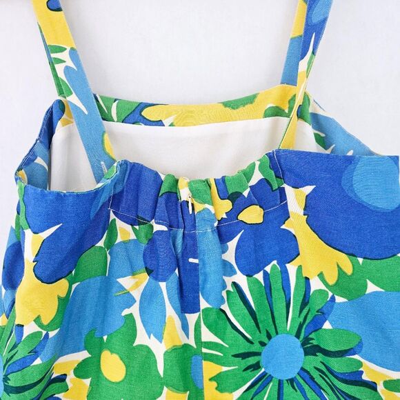 J. Crew Linen Sheath Dress Retro Floral with Straps Women's Size 8 - Picture 8 of 10